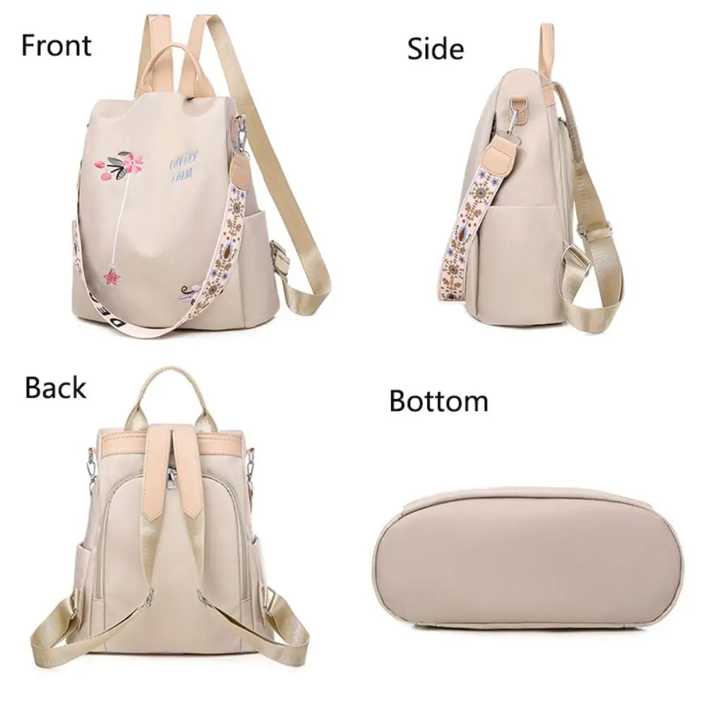 Sac à dos femme en toile Oxford à broderie florale