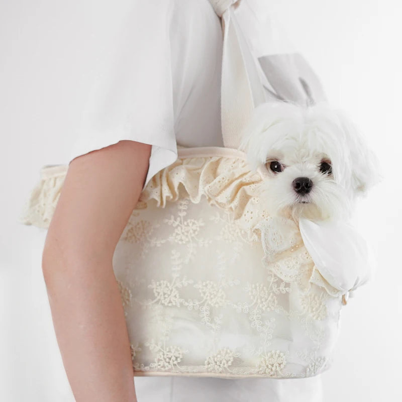 Sac de transport pour chien en dentelle florale