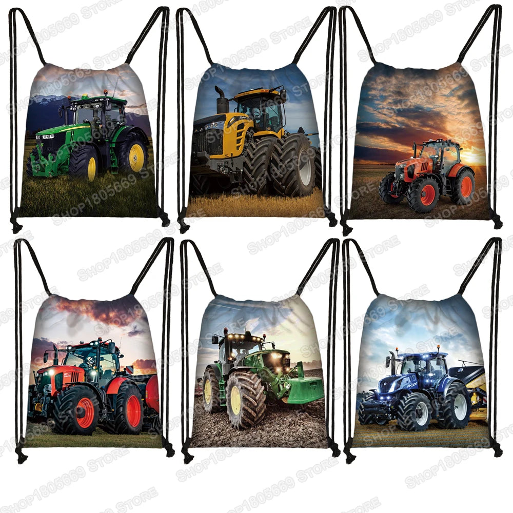 Sac à dos toile motif tracteur enfant