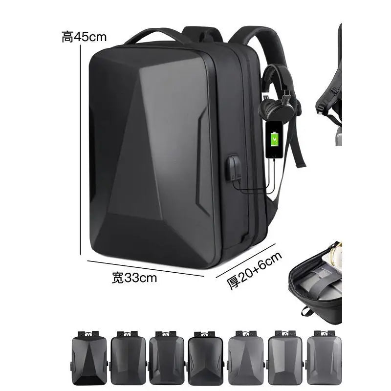 Sac à dos homme coque rigide anti-vol avec port USB