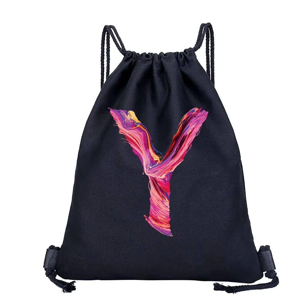 Sac à dos cordon de serrage à motif lettre colorée