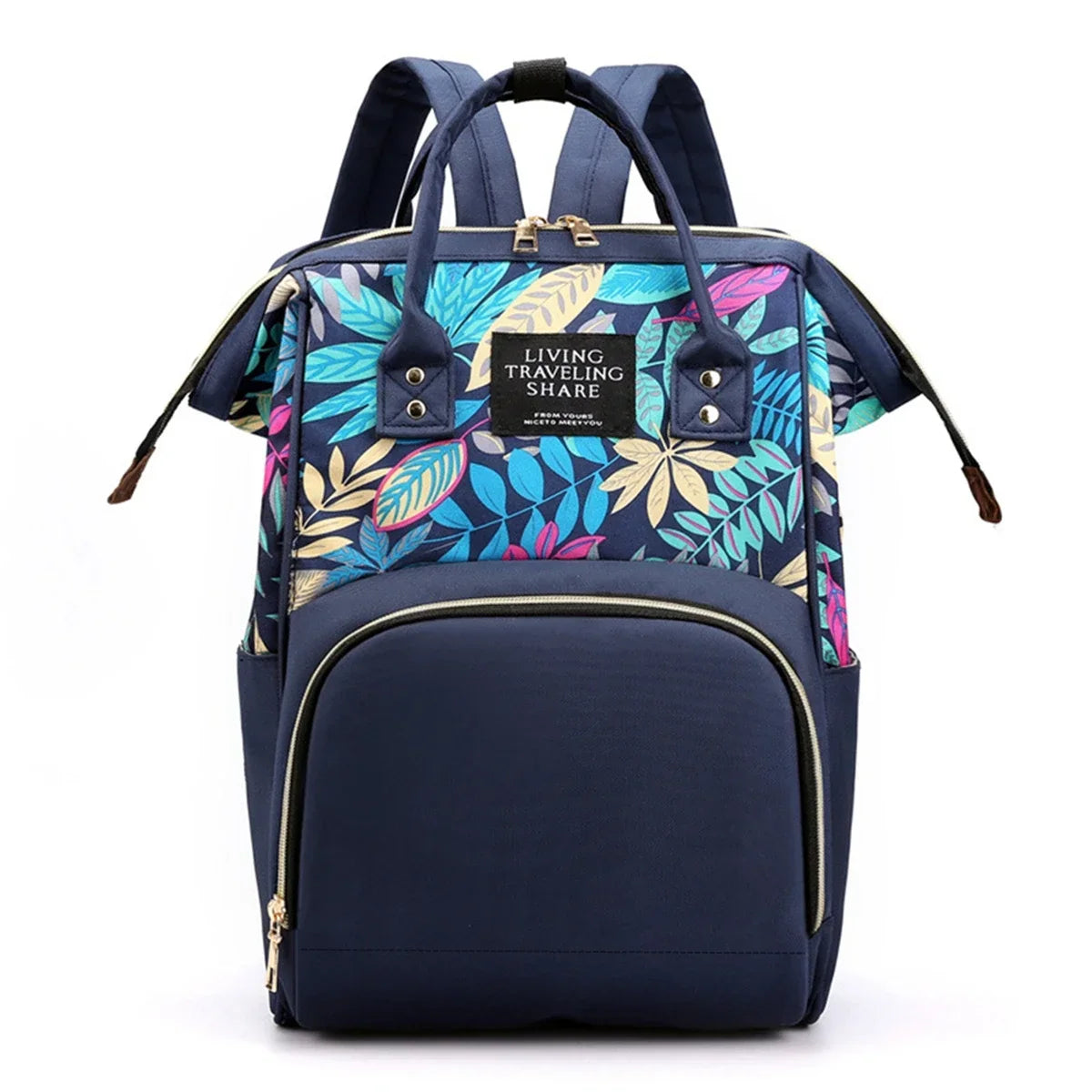 Sac à dos à langer motif feuillage