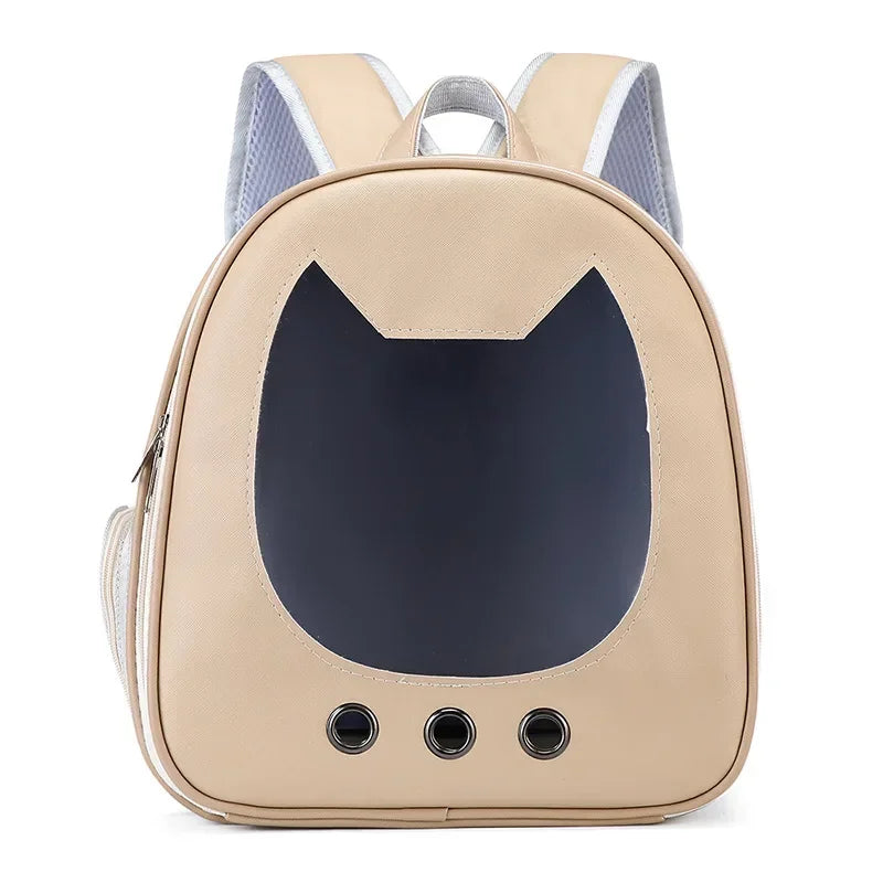 Sac à dos chat en similicuir avec fenêtre tête de chat