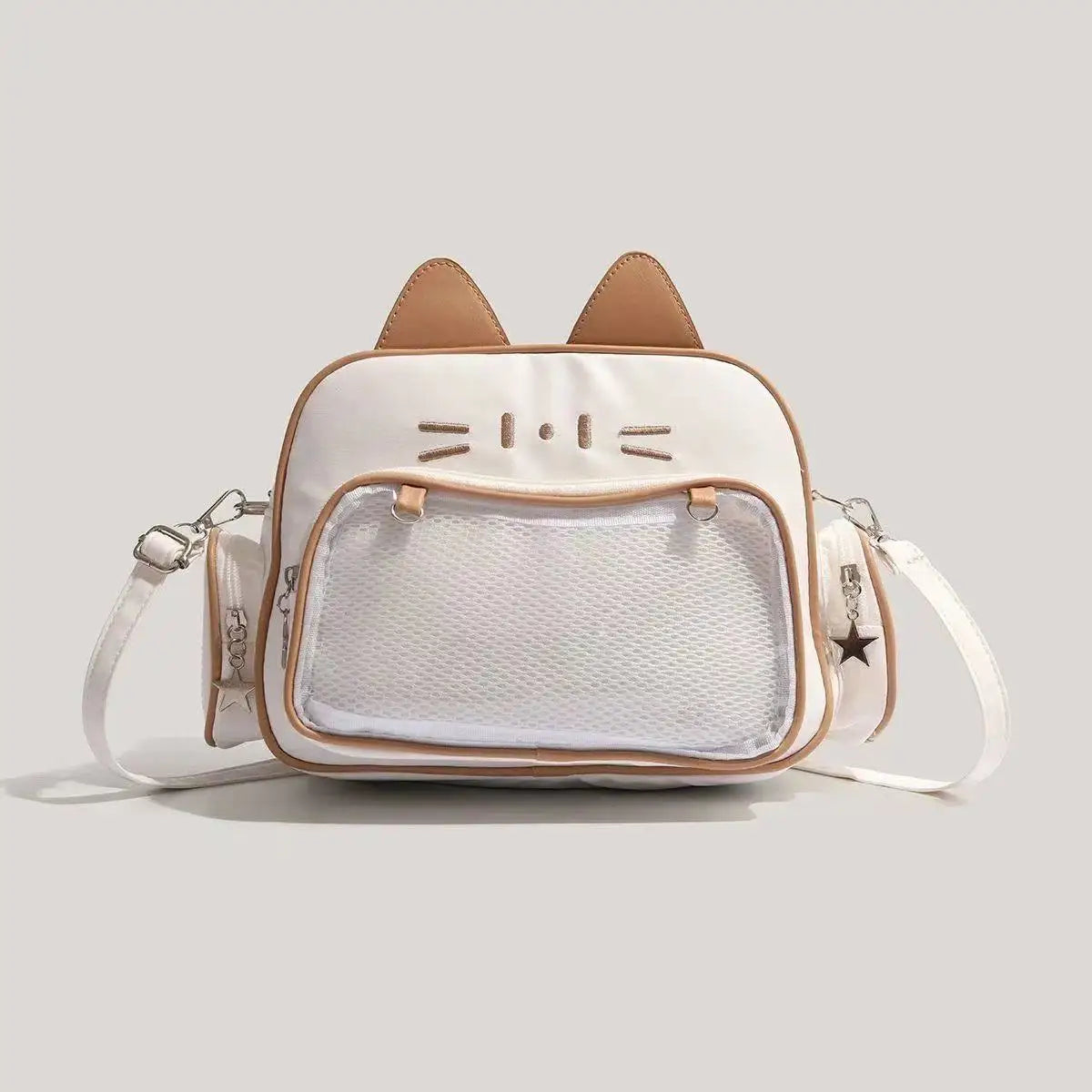 Sac à dos femme chat en similicuir brodé