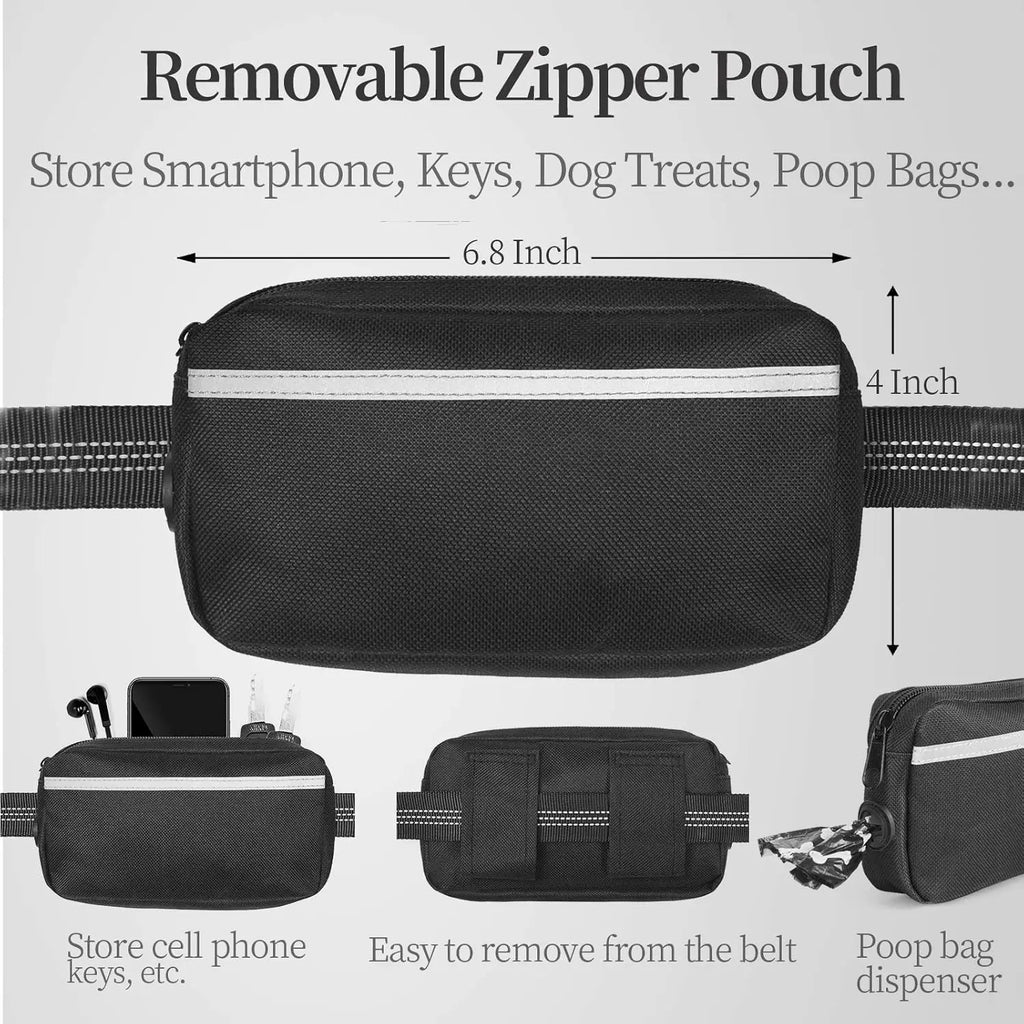 Laisse mains libres pour chien avec ceinture et pochette