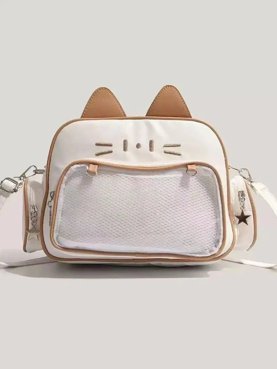 Sac à dos femme chat en similicuir brodé