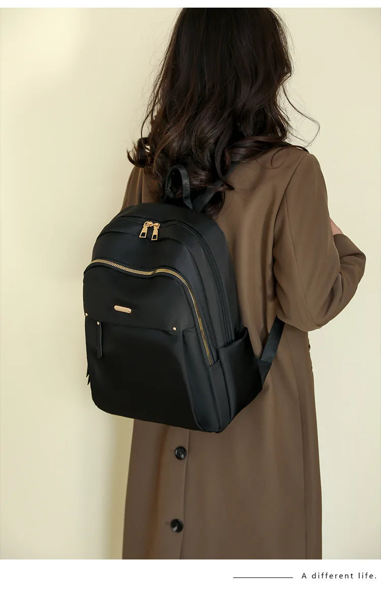 Sac à dos femme en nylon avec poche filet