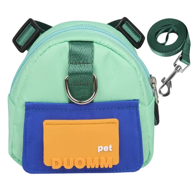 Sac à dos chien en nylon avec laisse assortie