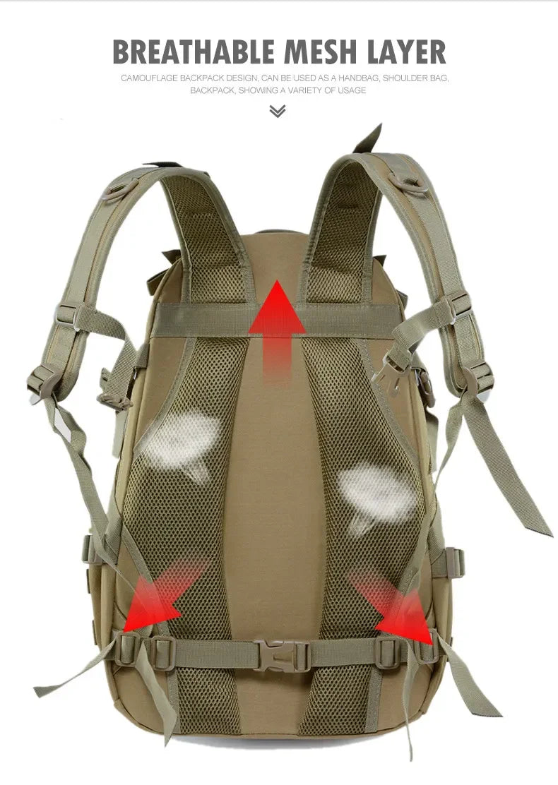 Sac à dos militaire 40L en nylon avec sangles molle