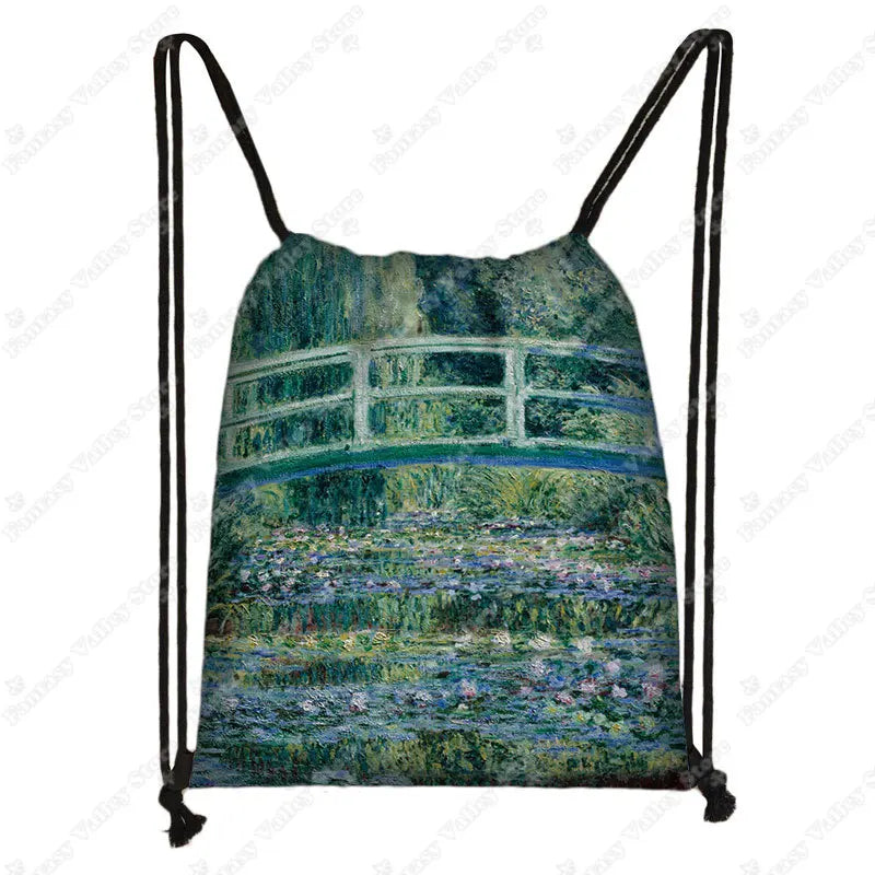Sac à dos cordon toile motifs tableaux célèbres