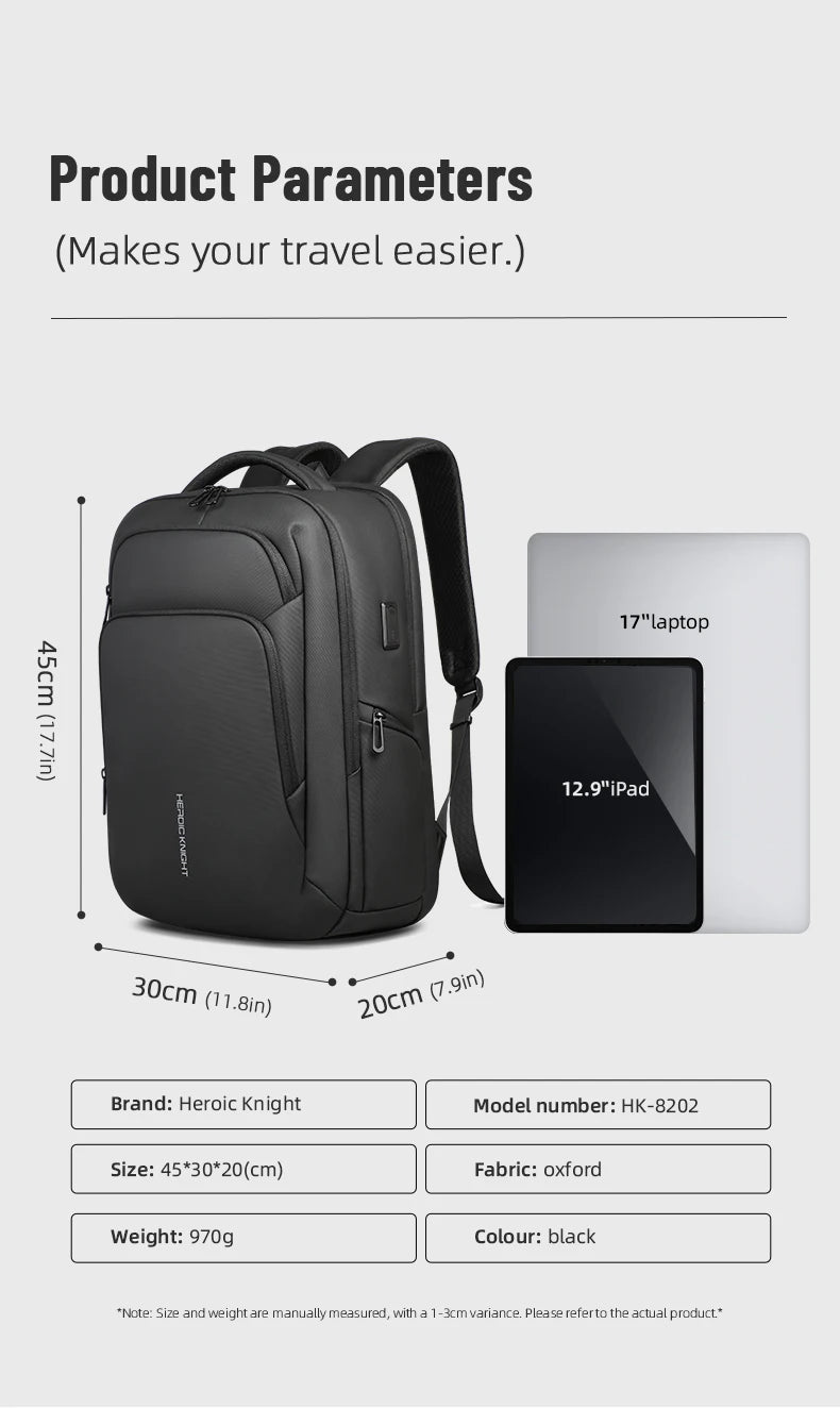 Sac à dos ordinateur 17.3 pouces en toile Oxford avec USB