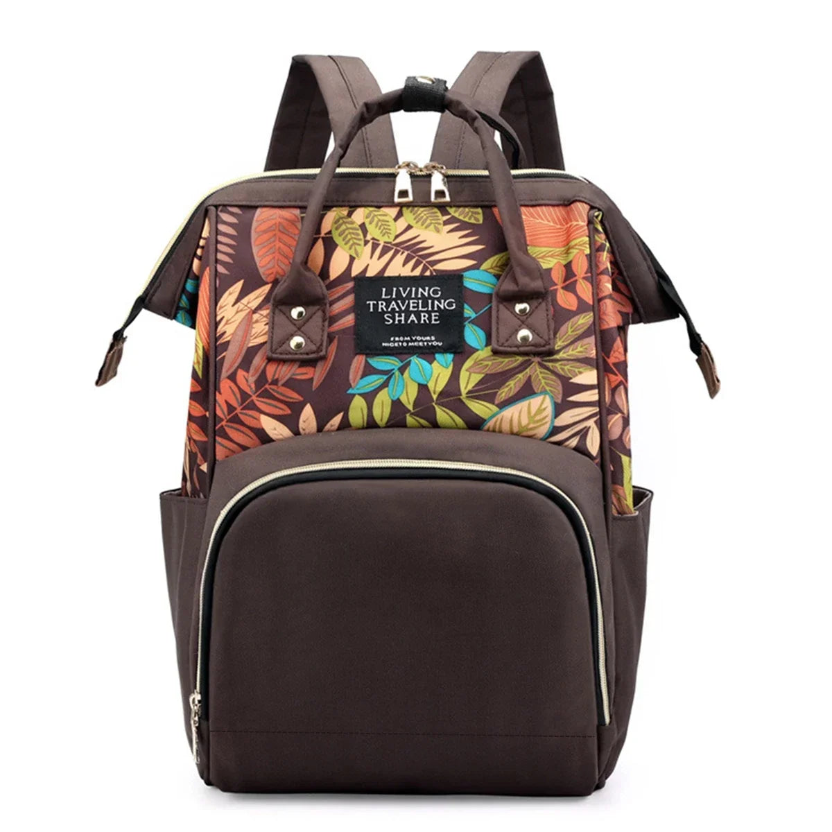 Sac à dos à langer motif feuillage