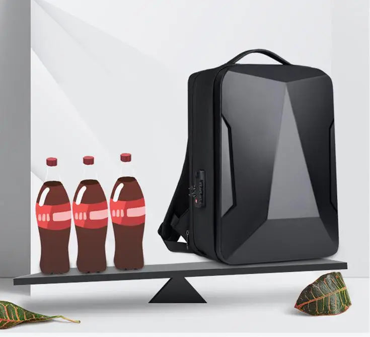 Sac à dos homme coque rigide anti-vol avec port USB