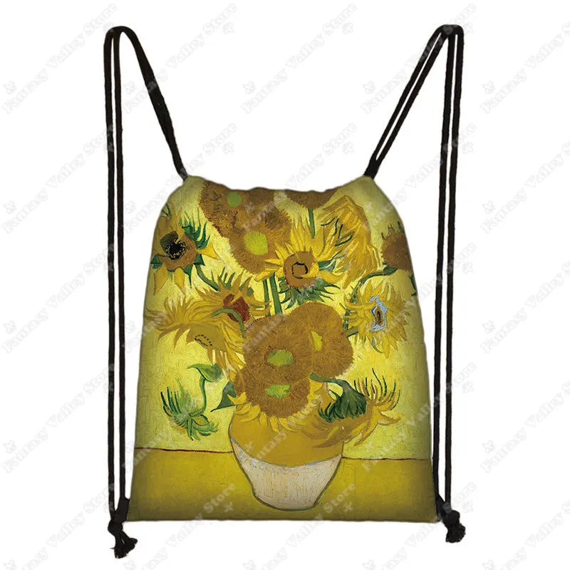 Sac à dos cordon toile motifs tableaux célèbres