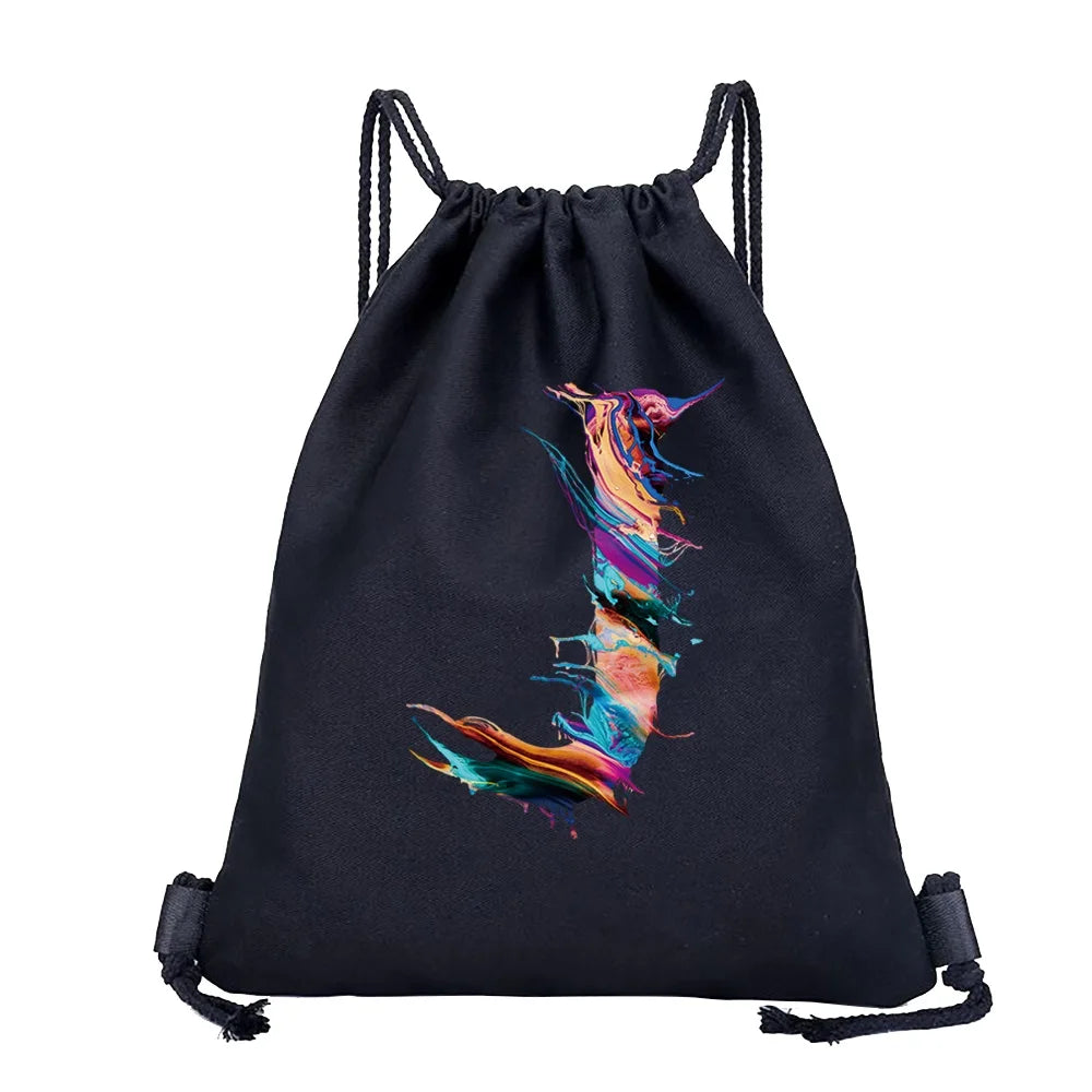 Sac à dos cordon de serrage à motif lettre colorée