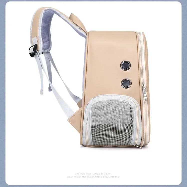 Sac à dos chat en similicuir avec fenêtre tête de chat