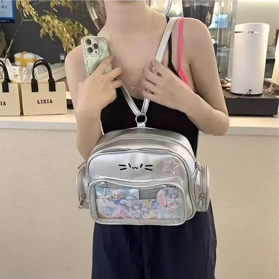 Sac à dos femme chat en similicuir brodé