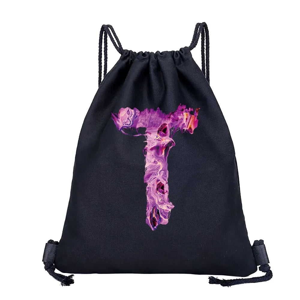 Sac à dos cordon de serrage à motif lettre colorée
