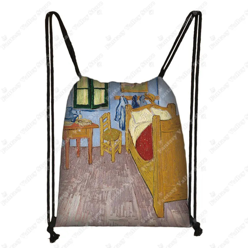 Sac à dos cordon toile motifs tableaux célèbres