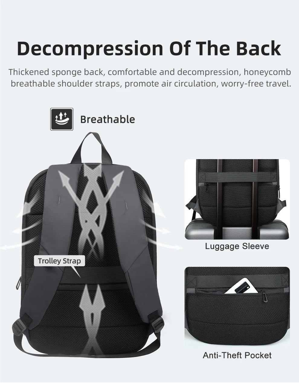 Sac à dos ordinateur portable 17 pouces avec port USB