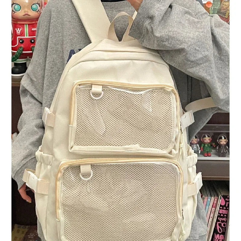 Sac à dos femme à poches frontales transparentes