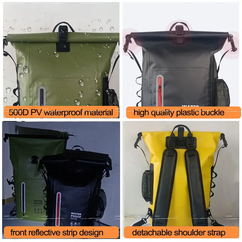 Sac à dos étanche 30L en PVC avec fermeture enroulement
