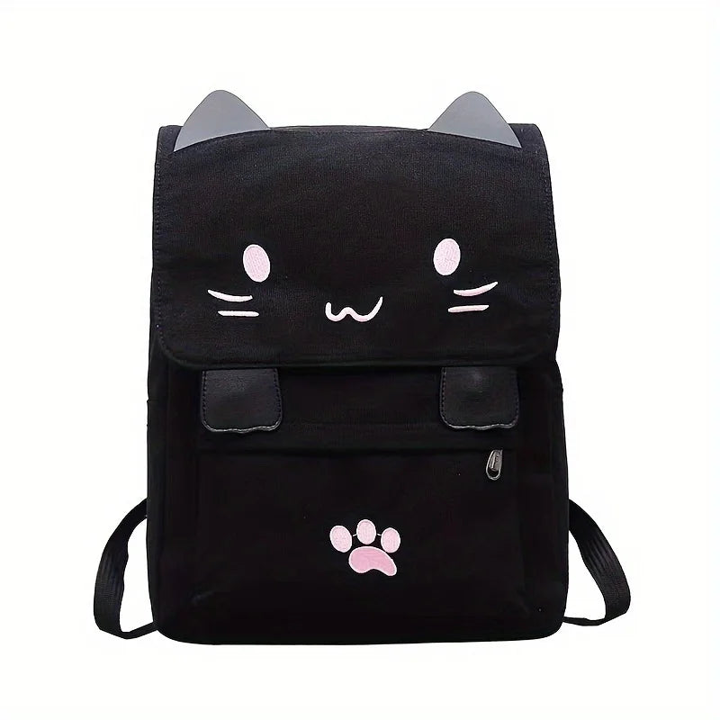 Sac à dos chat en toile avec oreilles 3D