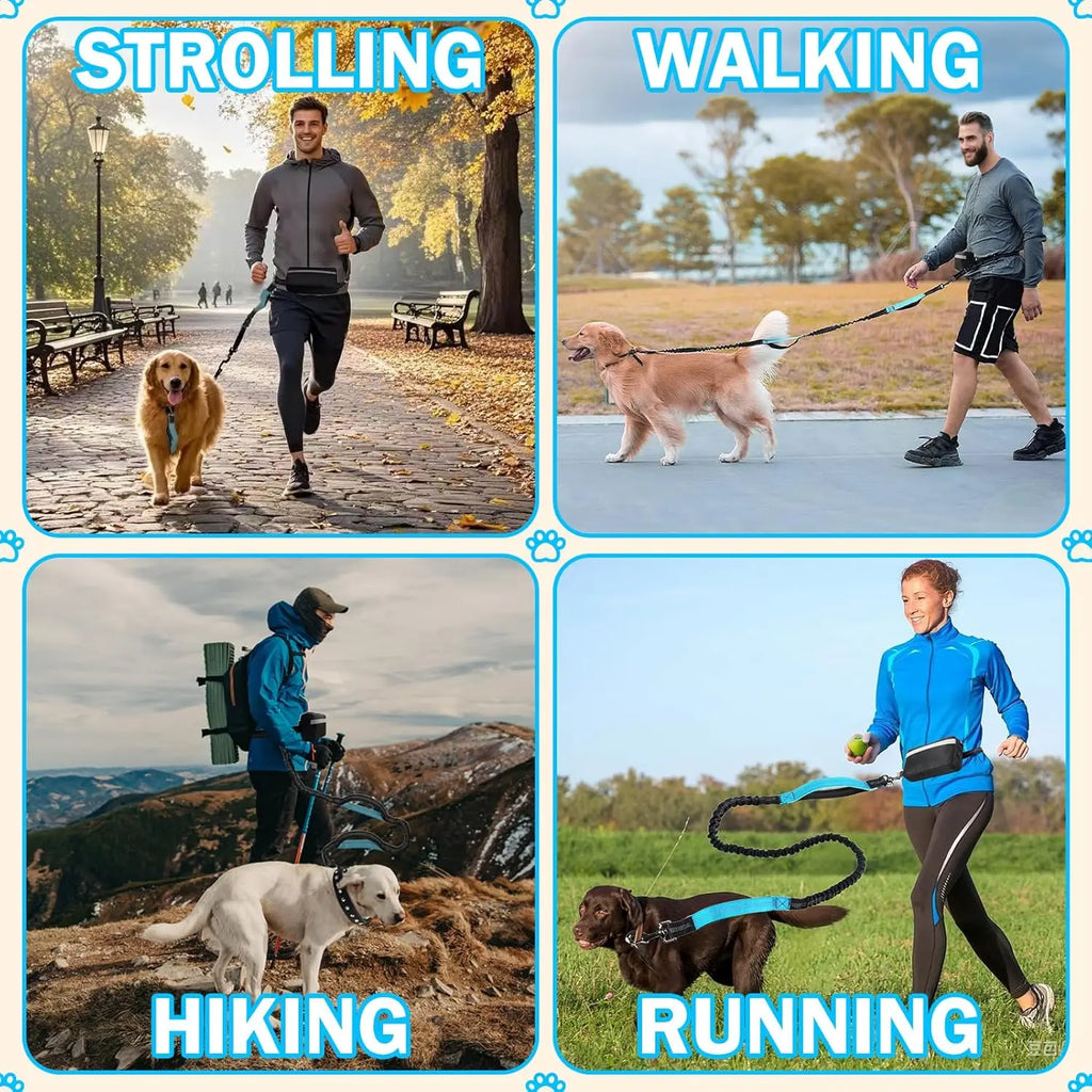 Laisse mains libres pour chien avec ceinture et pochette