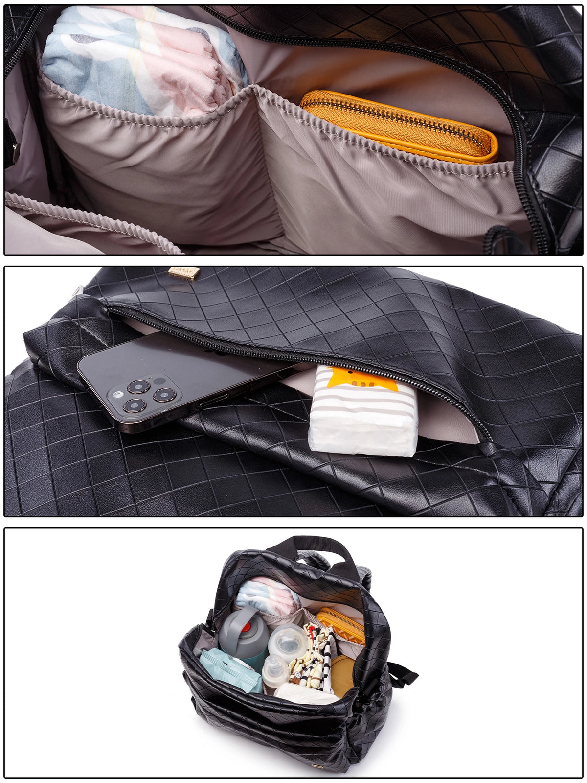 Sac à dos à langer en PU/PVC