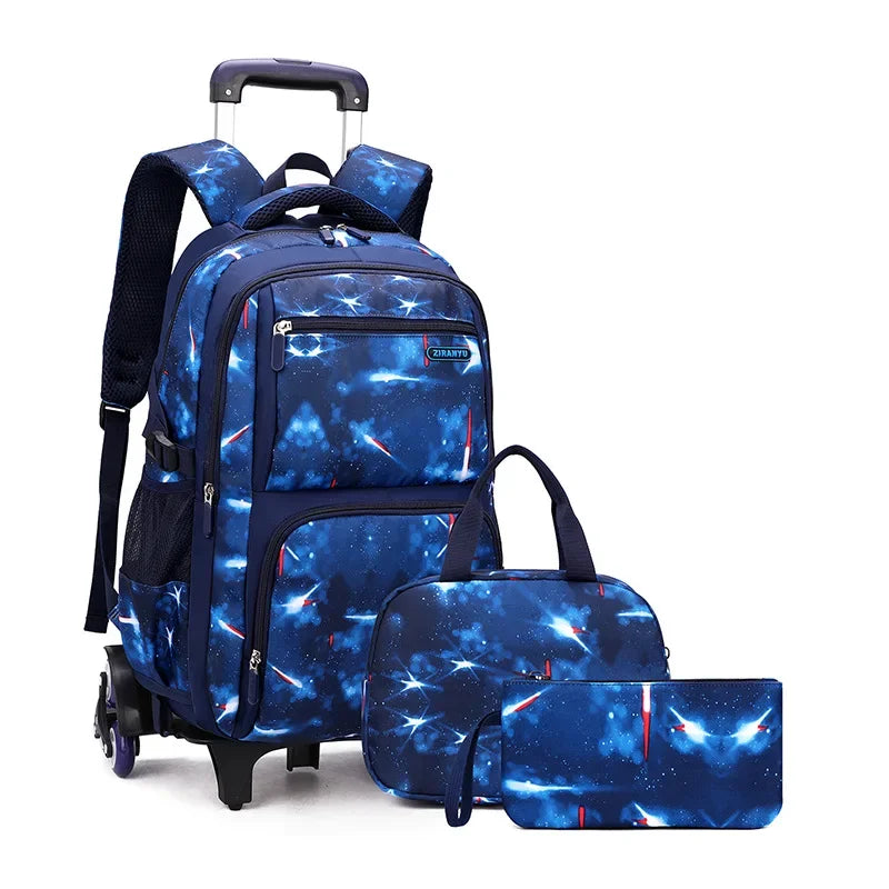 Sac à dos à roulettes garçon motif galaxie