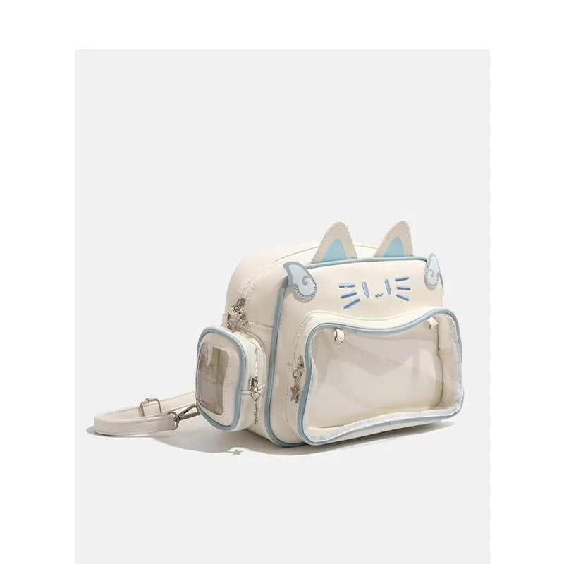 Sac à dos femme chat en similicuir brodé