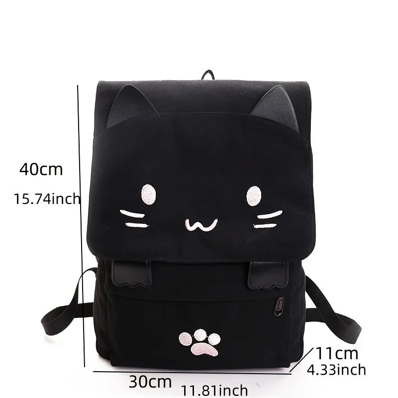 Sac à dos chat en toile avec oreilles 3D