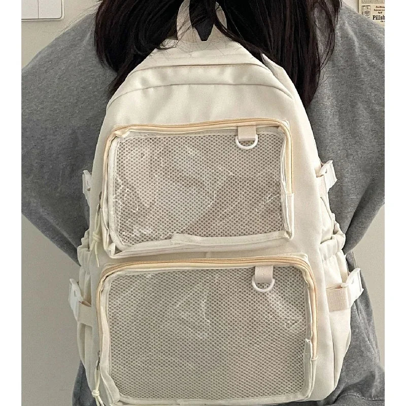 Sac à dos femme à poches frontales transparentes