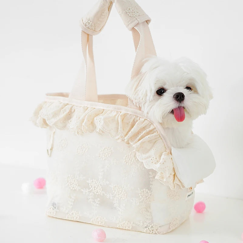 Sac de transport pour chien en dentelle florale
