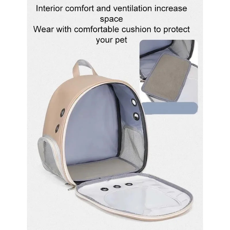 Sac à dos chat en similicuir avec fenêtre tête de chat