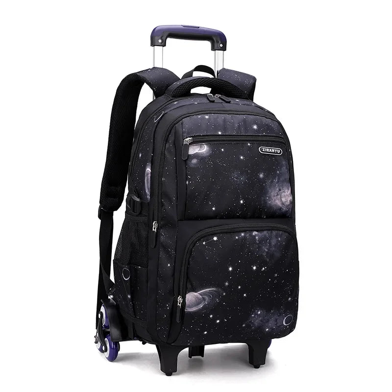 Sac à dos à roulettes garçon motif galaxie