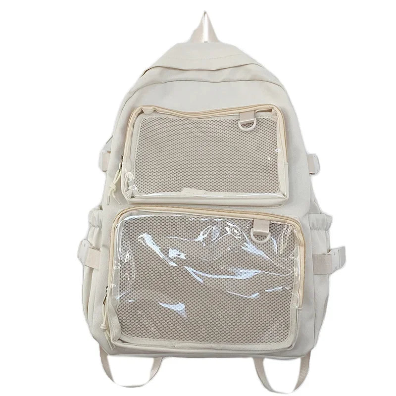 Sac à dos femme à poches frontales transparentes