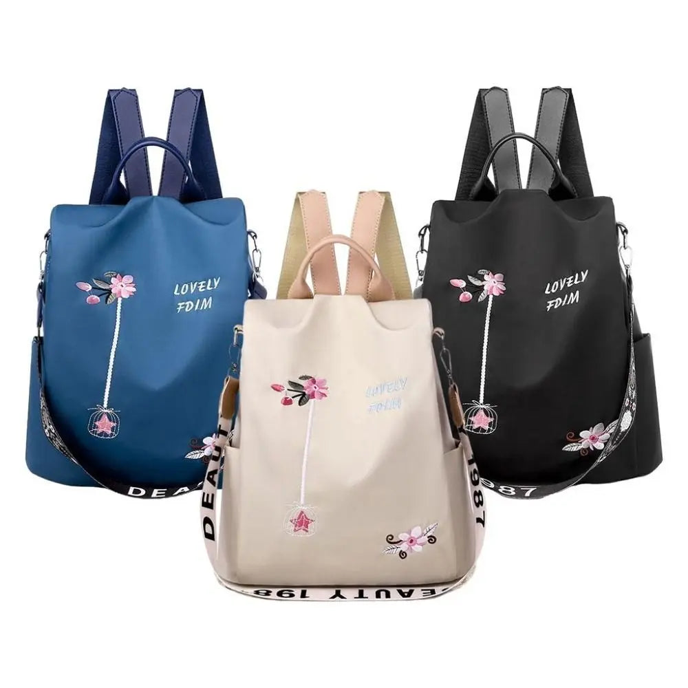 Sac à dos femme en toile Oxford à broderie florale