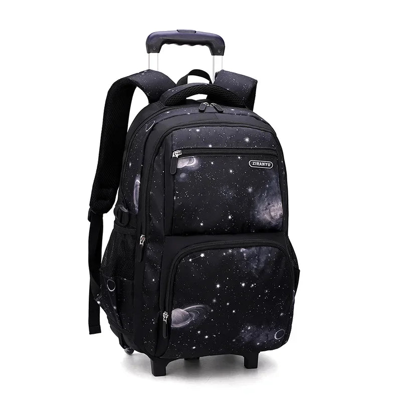 Sac à dos à roulettes garçon motif galaxie