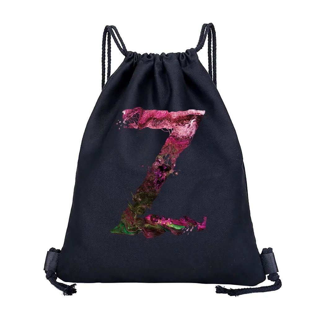 Sac à dos cordon de serrage à motif lettre colorée