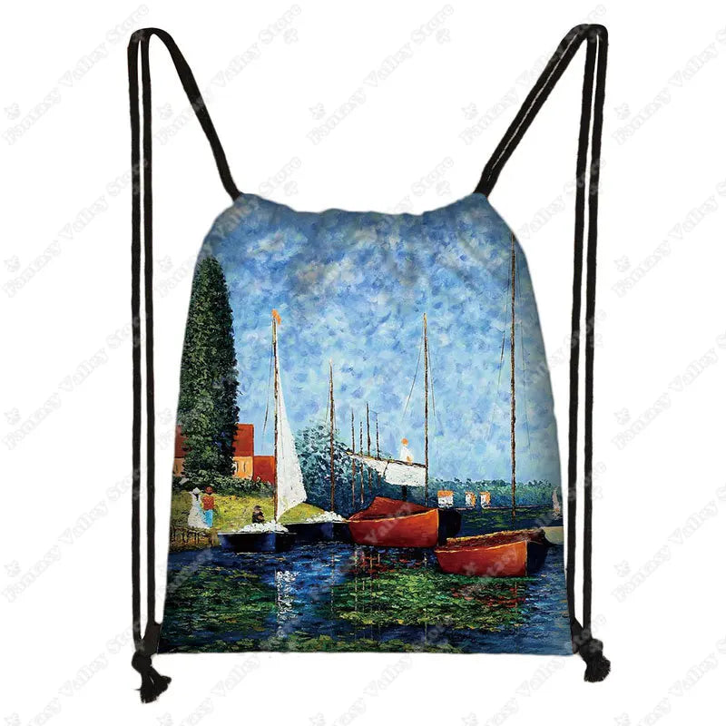 Sac à dos cordon toile motifs tableaux célèbres