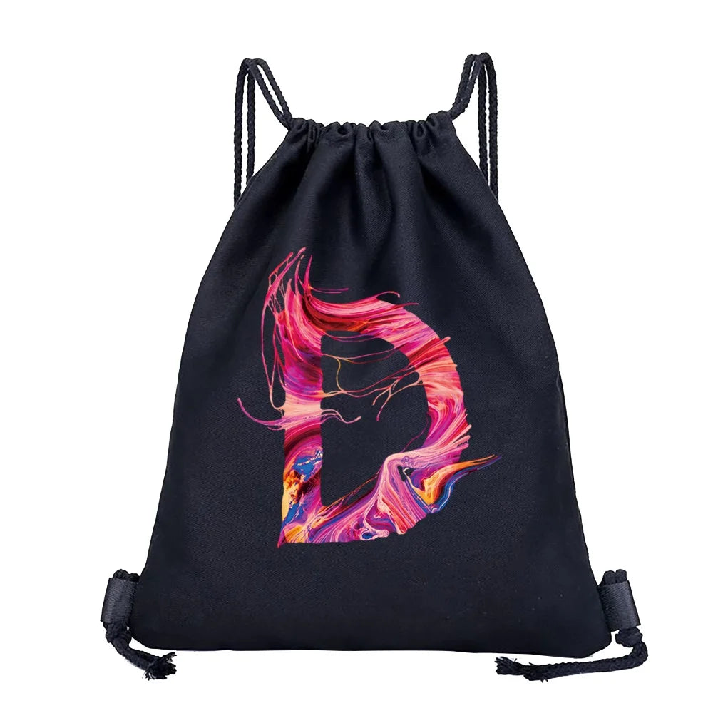 Sac à dos cordon de serrage à motif lettre colorée