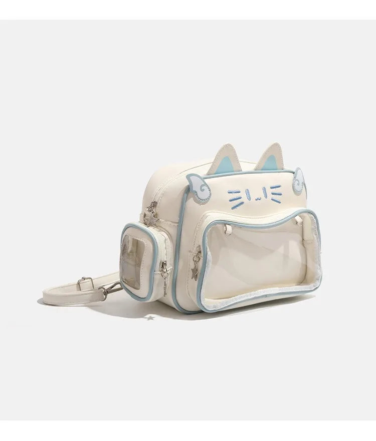 Sac à dos femme chat en similicuir brodé