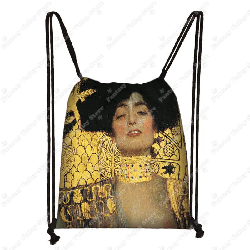 Sac à dos cordon toile motifs tableaux célèbres