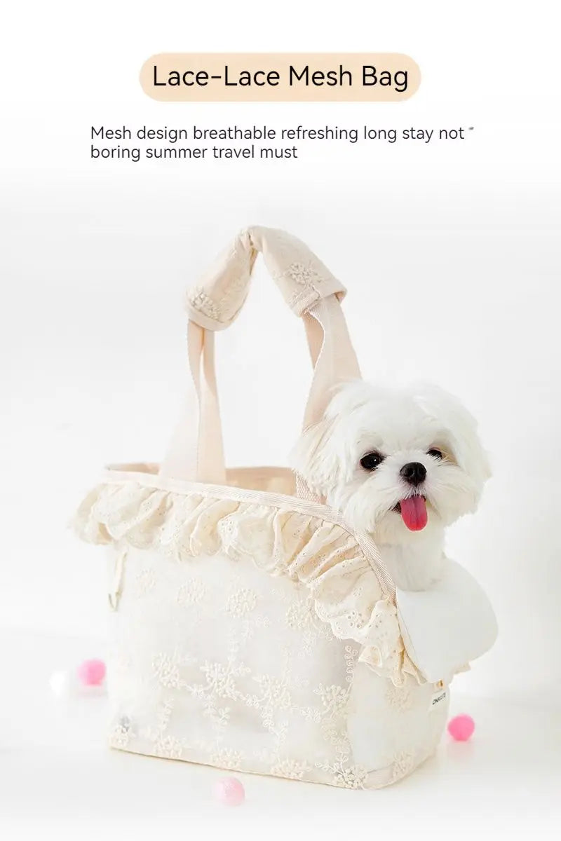 Sac de transport pour chien en dentelle florale