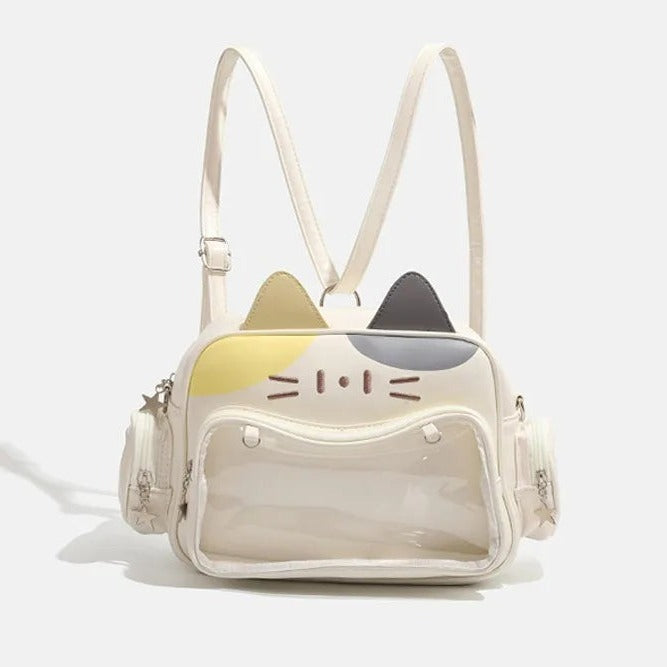 Sac à dos femme chat en similicuir brodé